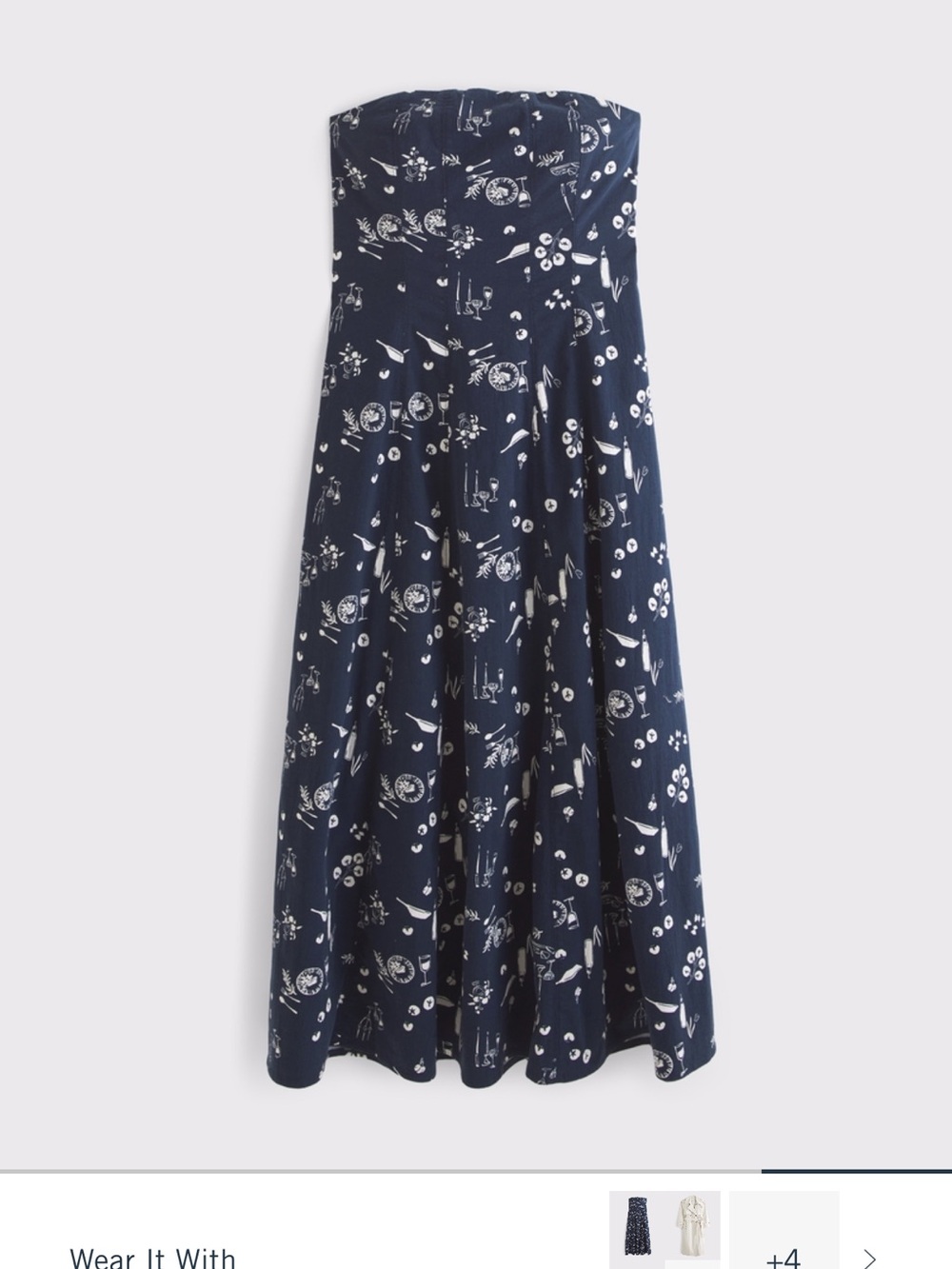Abercrombie & Fitch Navy Strapless Floral Maxi Dress